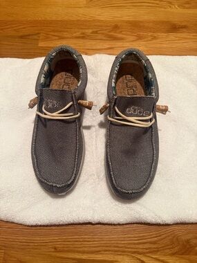 Hey Dude Men's Gray Canvas Slip-On Loafers
